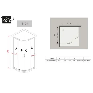 Душевой уголок Black & White Stellar Wind S101-1000 100х100